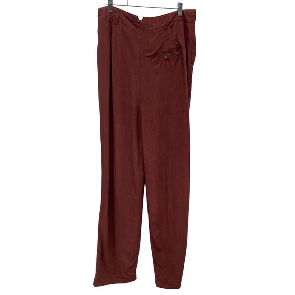 Free People Calla Trousers Linen Blend Relaxed Fit Wine Women's Size 12 NWT - Picture 2 of 11